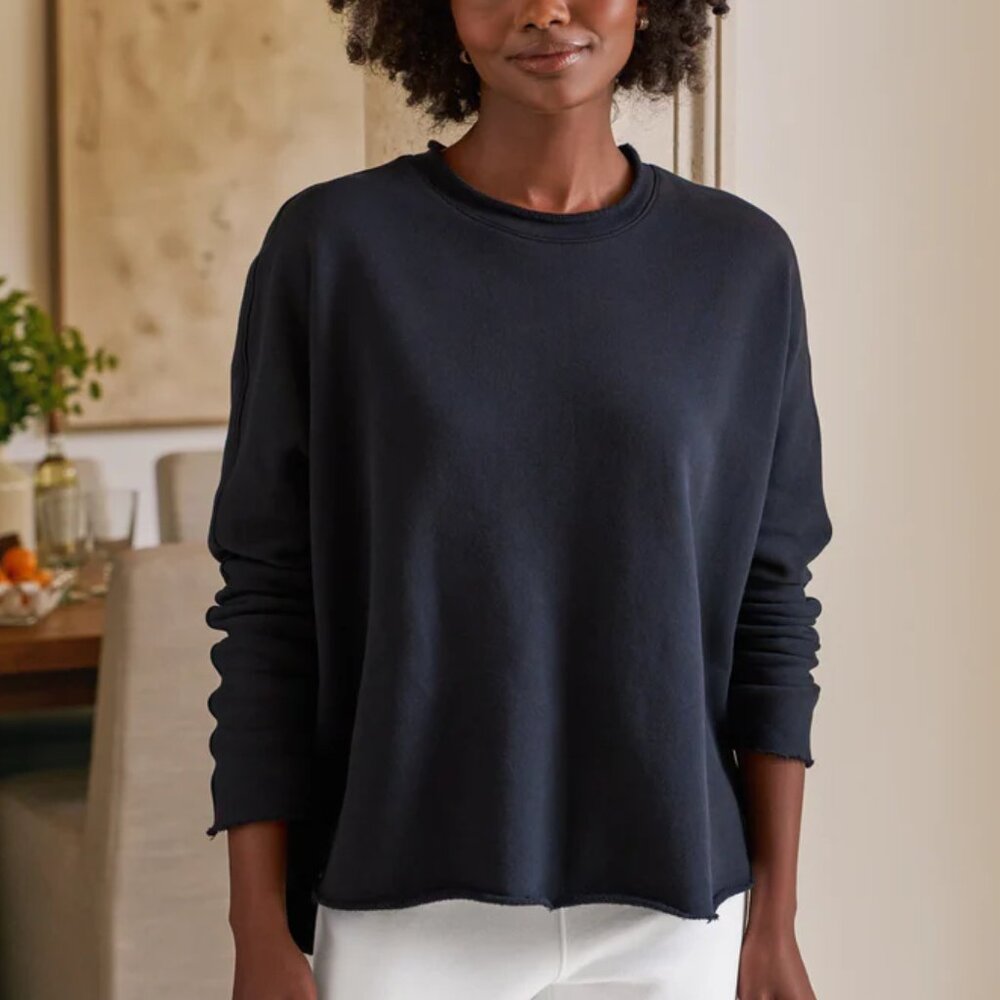Frank & Eileen Anna Long-Sleeve Fleece Capelet in Black, Size L, New without Tag